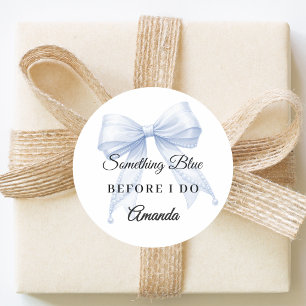 Something blue bow Bridal Showe Classic Round Sticker