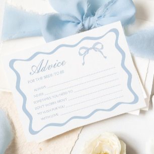 Something Blue Bow Bridal Shower Advice Card