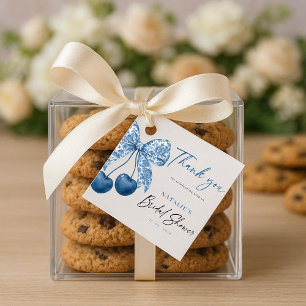 Something Blue Bow Bridal Shower Favour Tags