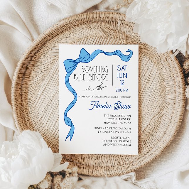 Something Blue Bow Bridal Shower Invitation (Something Blue Bow Bridal Shower Invitation)