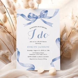 Something Blue Bow Bridal Shower Invitation