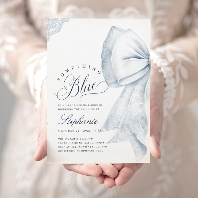 Something Blue Bow Bridal Shower Invitation (Creator Uploaded)