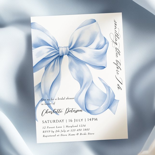 Something Blue Bow Bridal Shower Invitation (Creator Uploaded)