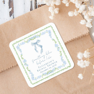 Something Blue Bow Bridal Shower Square Sticker