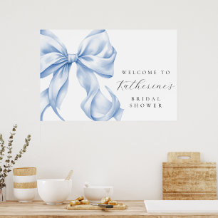 Something Blue Bow Bridal Shower Welcome Poster