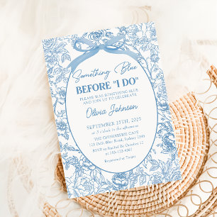Something Blue Bow Chinoiserie Bridal Shower Invitation