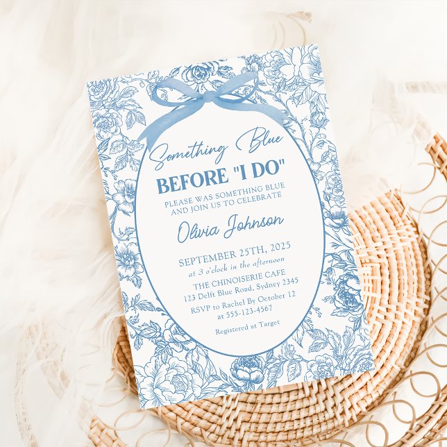 Something Blue Bow Chinoiserie Bridal Shower Invitation (Creator Uploaded)