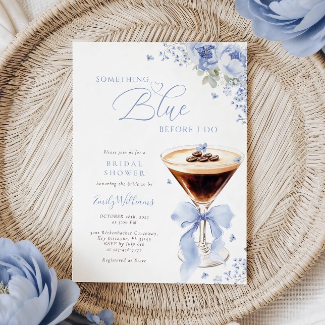 Something Blue Bow Coffee Bridal Shower Invitation (Creator Uploaded)