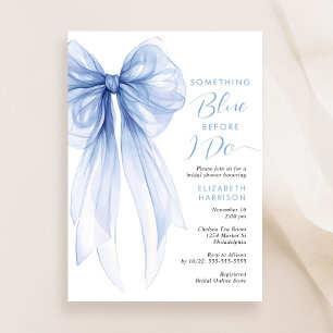 Something Blue Bow Watercolor Bridal Shower Invitation