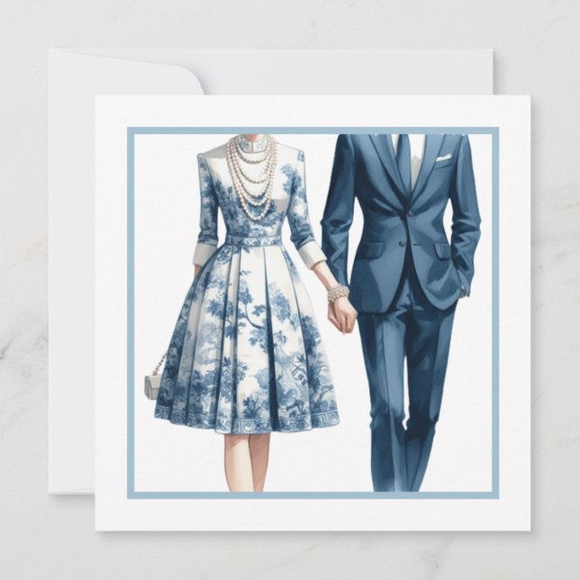 Something Blue Bridal Couples Shower Invitation (Back)