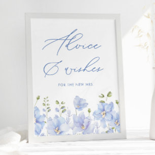 Something Blue Bridal Shower Advice & Wishes Poster