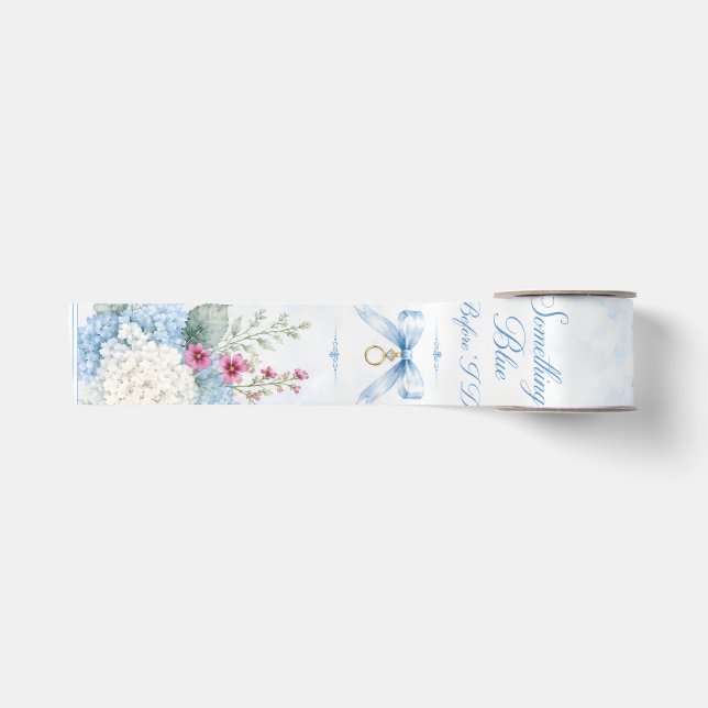 Something Blue Bridal Shower | Blue Hydrangea Satin Ribbon (Front)