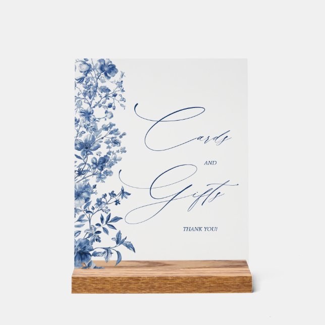 Something Blue Bridal Shower Cards and Gifts Acrylic Sign (Front)