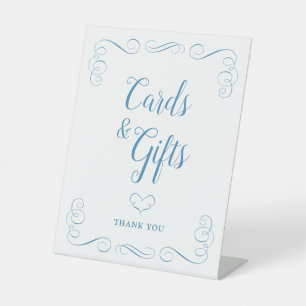 Something Blue Bridal Shower Cards and Gifts Pedestal Sign