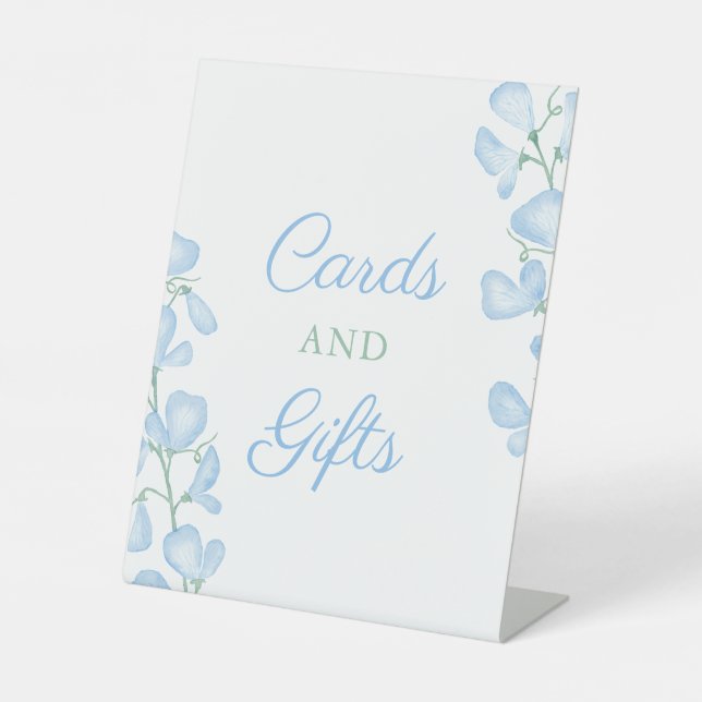 Something Blue Bridal Shower Cards And Gifts Pedestal Sign (Front)