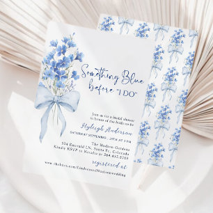 Something Blue Bridal Shower  Dusty Blue Ribbon  Invitation