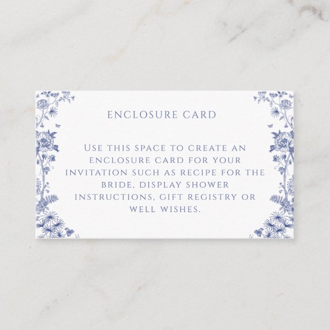 Something Blue Bridal Shower Enclosure Card (Front)