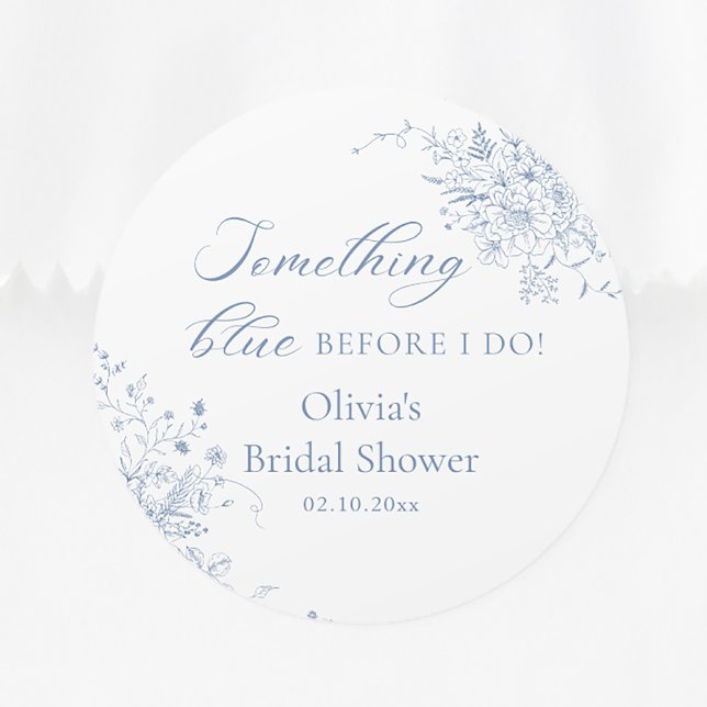 Something Blue Bridal Shower Favour Classic Round Sticker (Creator Uploaded)