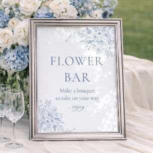 Something Blue Bridal Shower Flower bar Poster