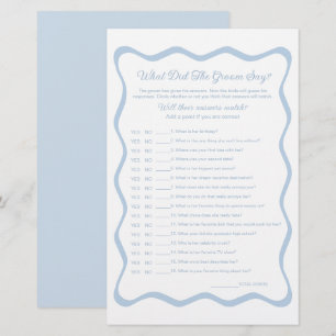 Something Blue Bridal Shower Game What Groom Say