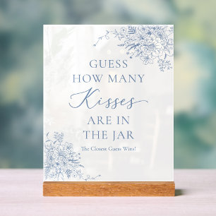 Something Blue Bridal Shower Guess How Many Kisses Acrylic Sign