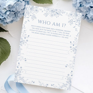 Something Blue Bridal Shower Guess Who Game Card