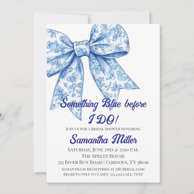 Something Blue Bridal Shower Invitation (Front)