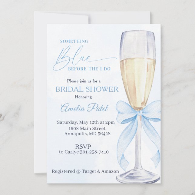 Something Blue Bridal Shower  Invitation (Front)