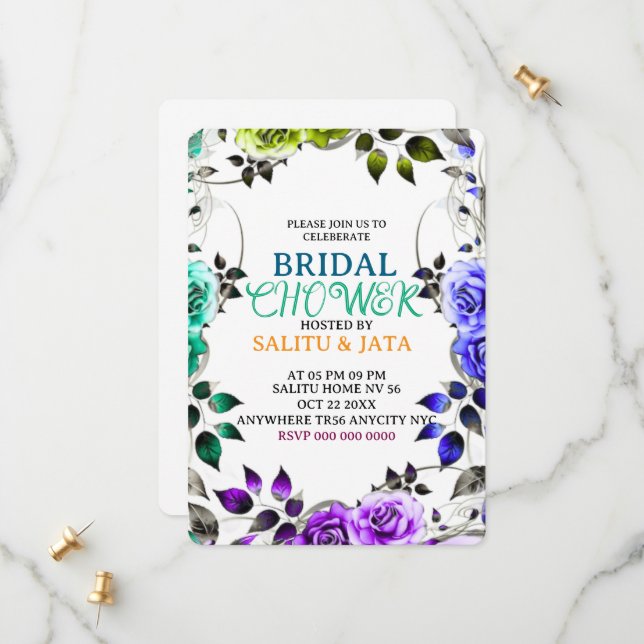 Something Blue Bridal Shower Invitation Template | (Front/Back In Situ)