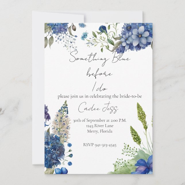 Something Blue Bridal Shower Invite (Front)