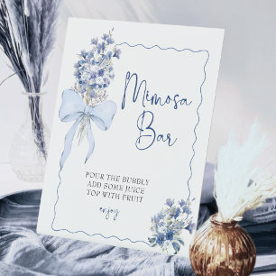 Something Blue Bridal Shower Mimosa Bar Station Pedestal Sign