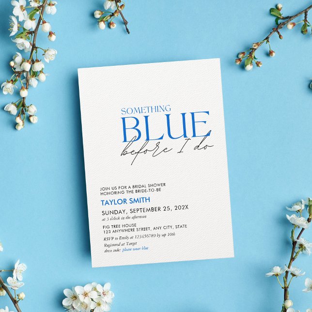 Something Blue Bridal Shower Minimalist Invitation (Creator Uploaded)