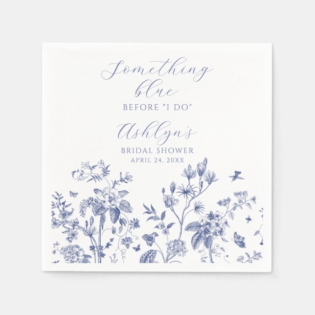 Something Blue Bridal Shower Paper Cocktail Napkin (Front)