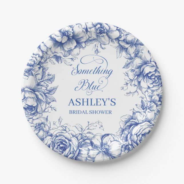 Something Blue Bridal Shower  Paper Plate (Front)