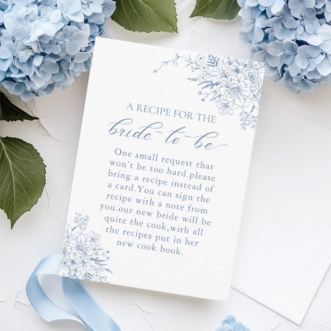 Something Blue Bridal Shower Recipe Request Enclosure Card (Creator Uploaded)