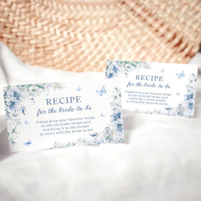 Something Blue Bridal Shower Recipe Request Enclosure Card (Creator Uploaded)