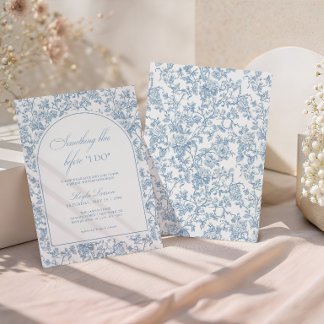 Something Blue Bridal Shower Toile Dusty Blue Invitation