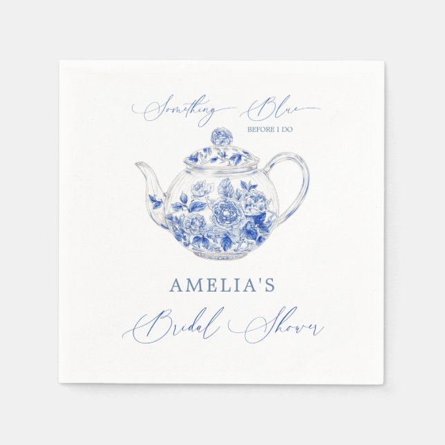 Something Blue Bridal Shower Toile  Napkin (Front)