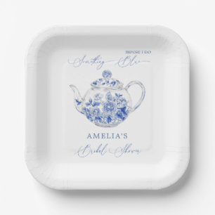 Something Blue Bridal Shower Toile Teapot Paper Plate