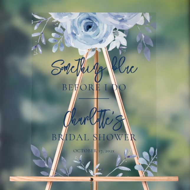 Something Blue Bridal Shower Welcome Acrylic Sign (Neutral)