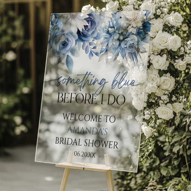 Something Blue Bridal Shower Welcome Acrylic Sign (Creator Uploaded)