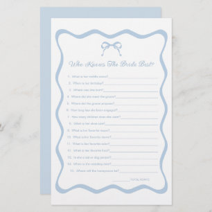 Something Blue Bridal Shower Who Knows Bride Game