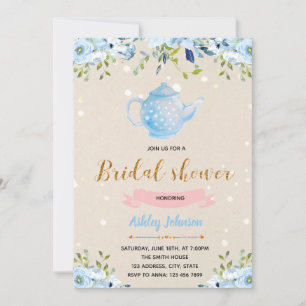Something blue bridal tea party invitation