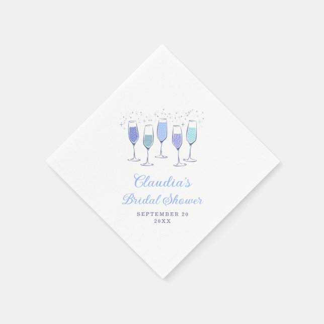 Something Blue Champagne Bridal Shower Napkin (Corner)