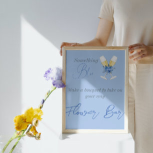 Something Blue Champagne Floral Bridal Shower Bar Poster