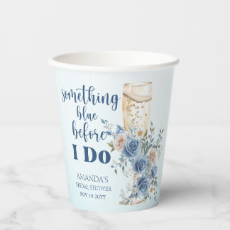 Something Blue Champagne Floral Bridal Shower Paper Cups