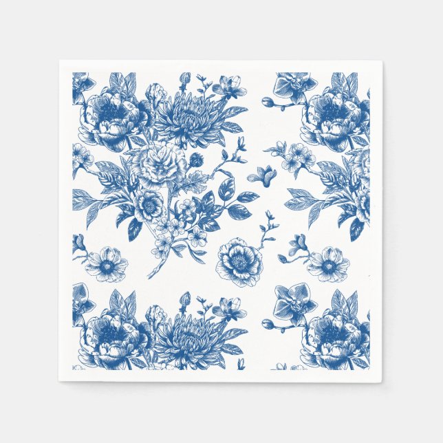 Something blue chinoiserie blue bridal shower napkin (Front)