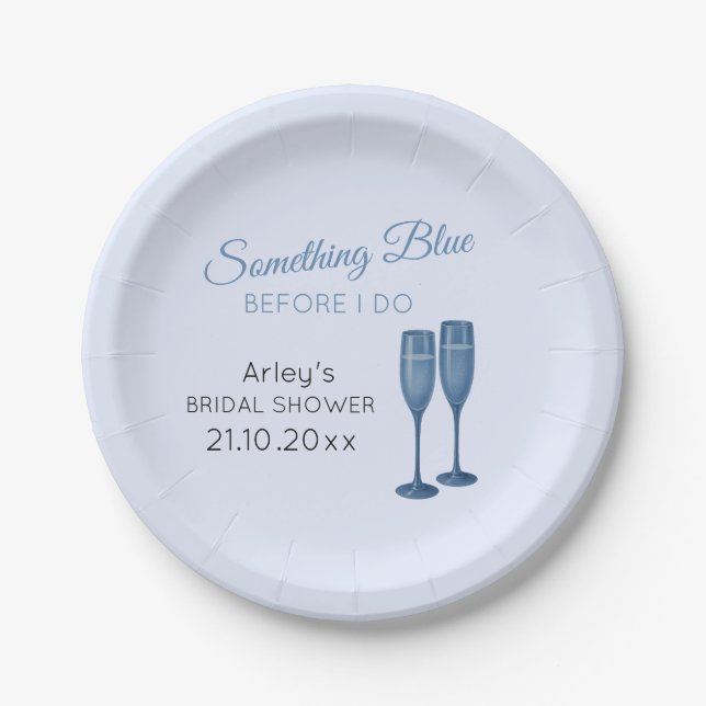 Something Blue Chinoiserie Bridal Shower  Paper Plate (Front)