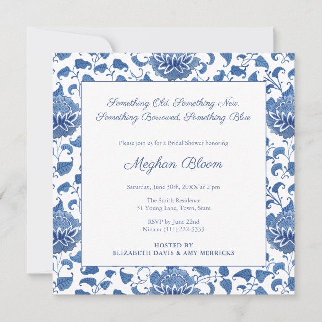 Something Blue Chinoiserie Chic Bridal Shower Invitation (Front)