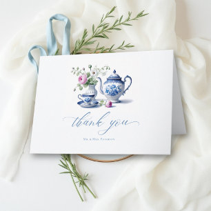 Something Blue Chinoiserie Flora Bridal Tea Shower Thank You Card